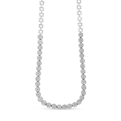 IGI Certified 14K White Gold 8.0 Cttw Pave Set Round-Cut Diamond Cluster Graduating Riviera Statement Necklace (H-I Color, I1 Clarity) by Bids.com