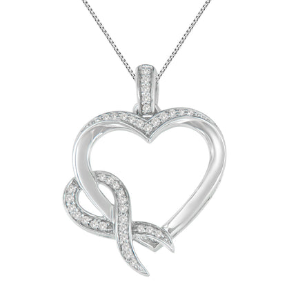 .925 Sterling Silver 1/6 cttw Diamond Heart Pendant Necklace (H-I, I1-I2) by Bids.com