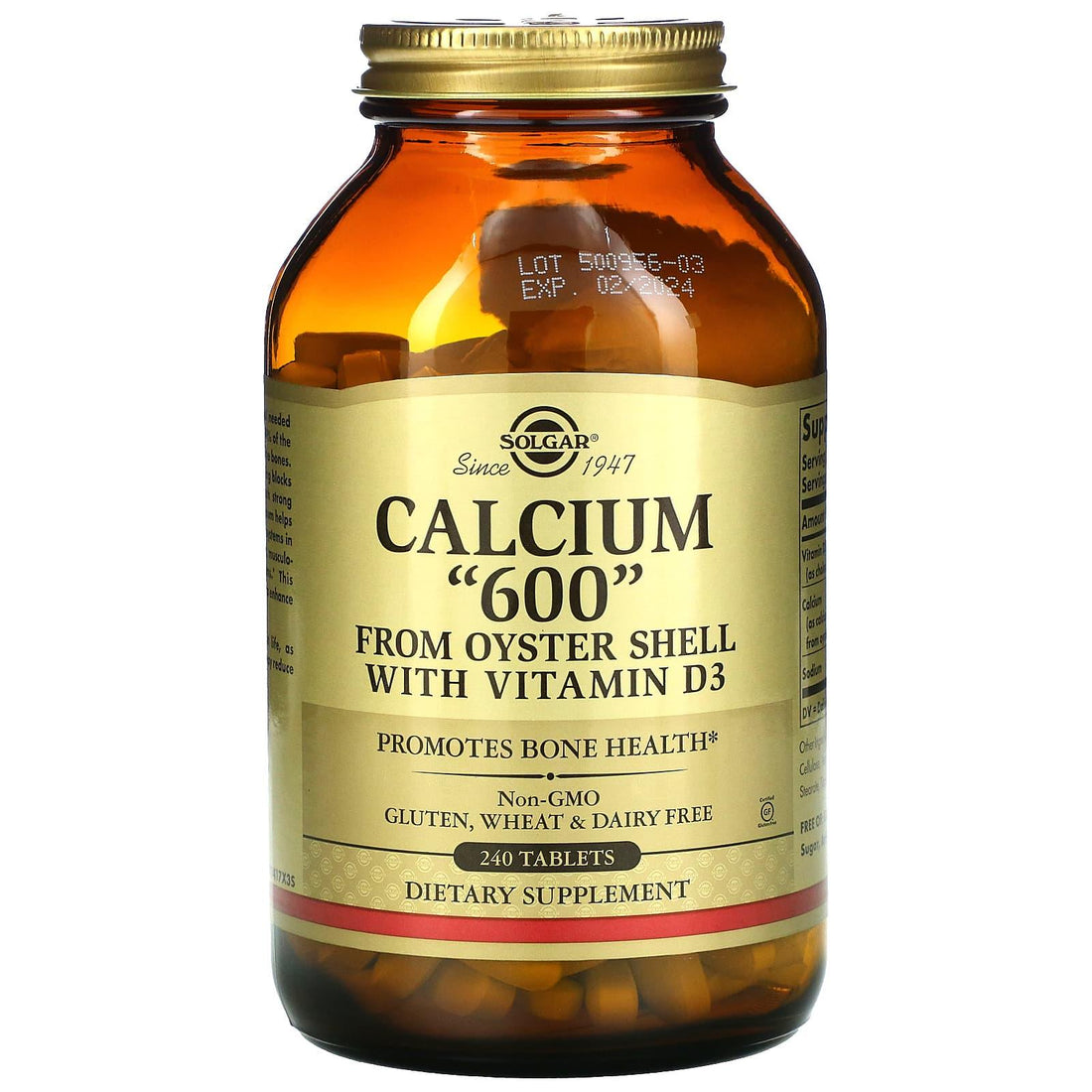 Solgar Calcium "600" From Oyster Shell With Vitamin D3, 240 Tablets by Pasteur Pharmacy