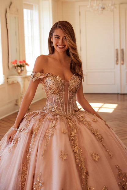 Juliet JT1485J Off the Shoulder Cinderella Quinceanera Ball Gown by DiscountDressShop