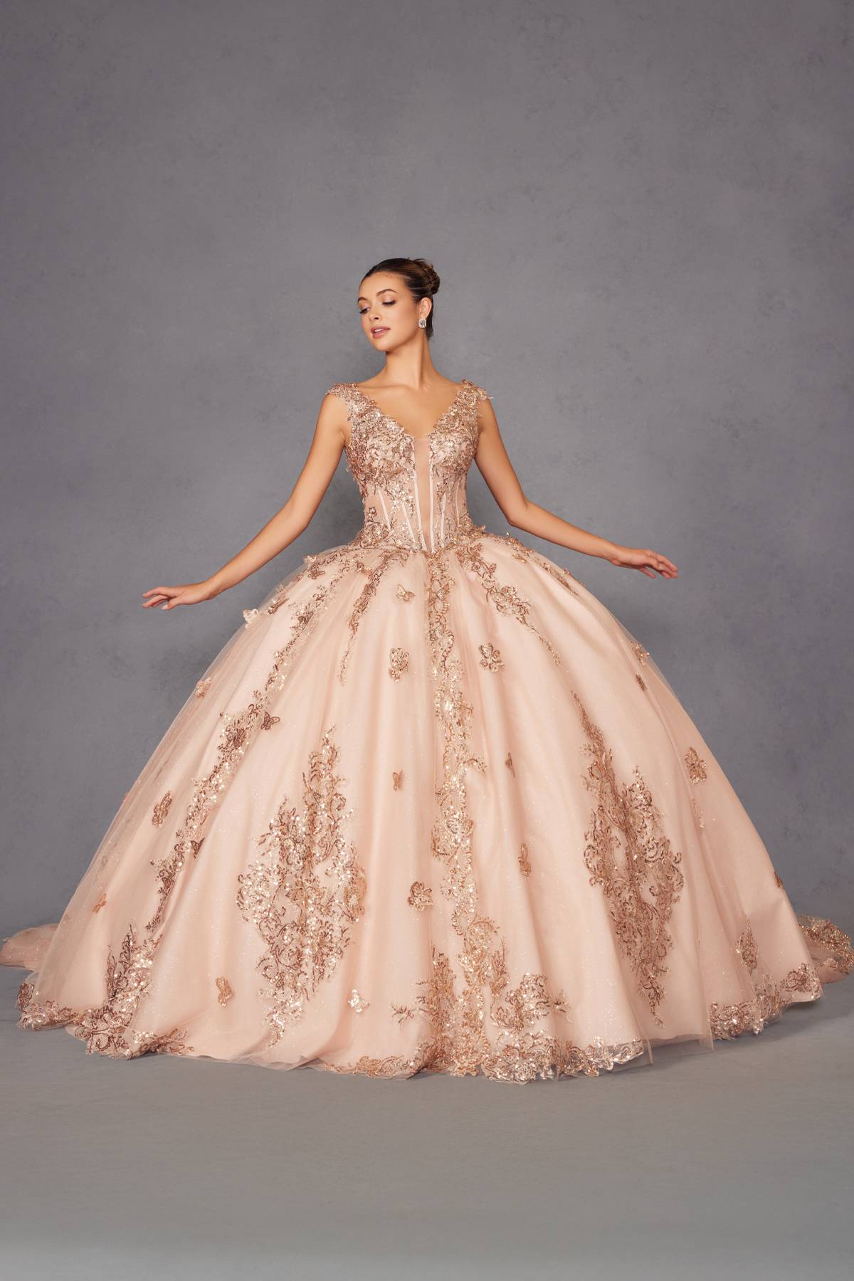 Juliet JT1485J Off the Shoulder Cinderella Quinceanera Ball Gown by DiscountDressShop