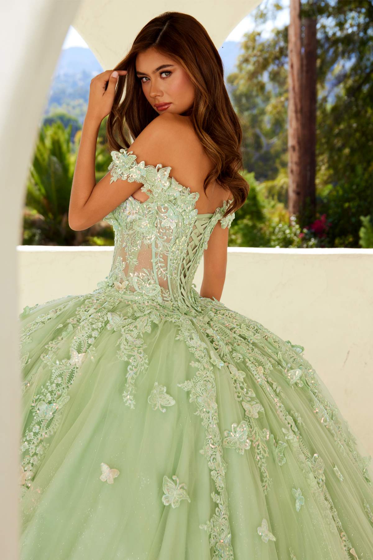 Juliet JT1485J Off the Shoulder Cinderella Quinceanera Ball Gown by DiscountDressShop