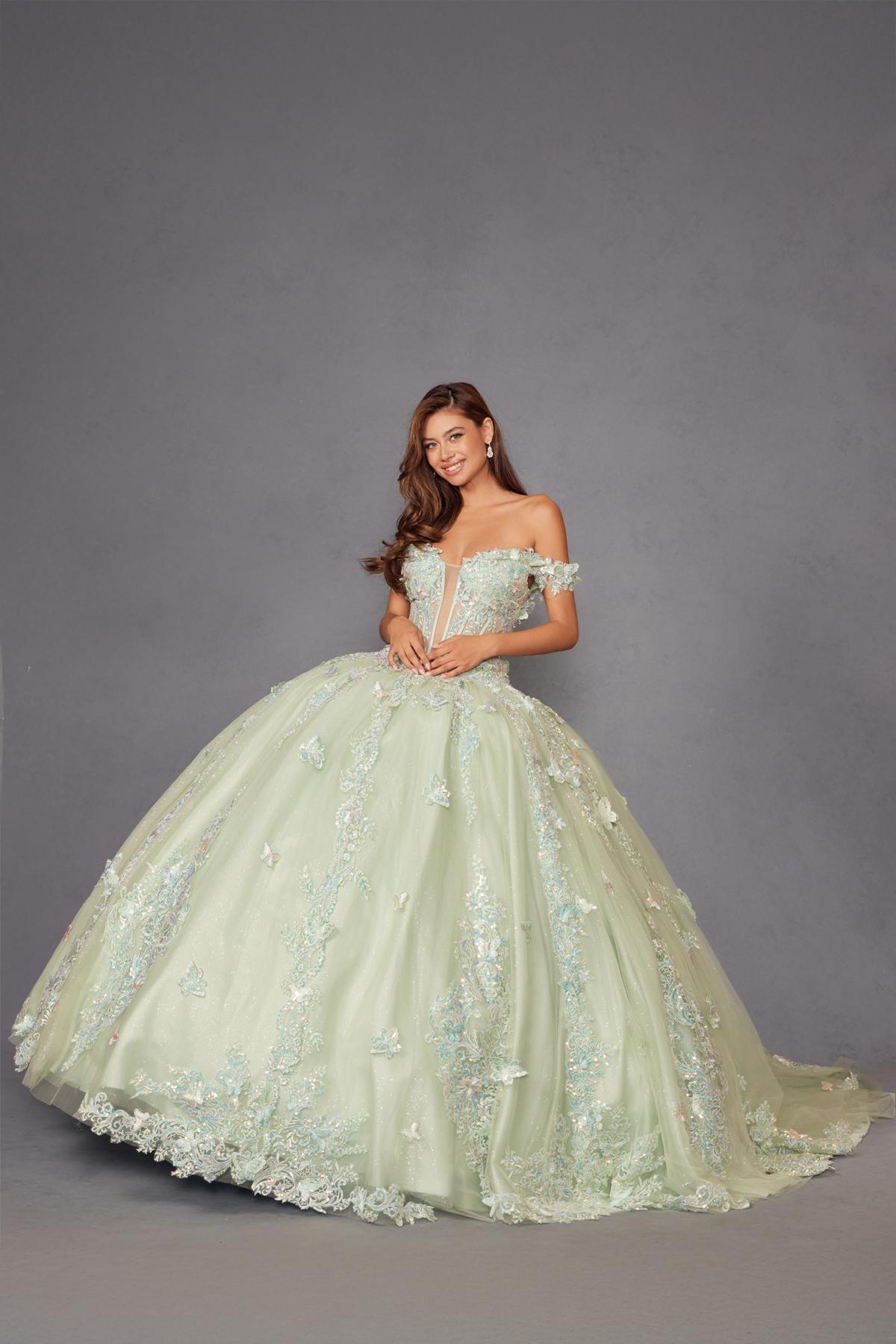 Juliet JT1485J Off the Shoulder Cinderella Quinceanera Ball Gown by DiscountDressShop