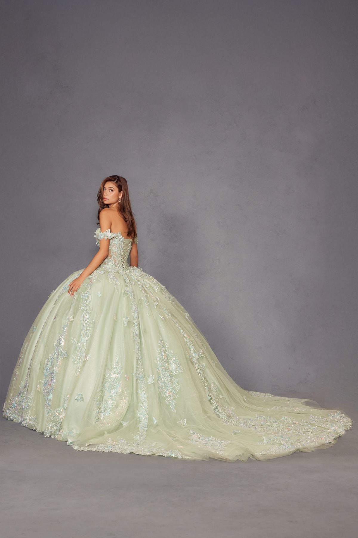 Juliet JT1485J Off the Shoulder Cinderella Quinceanera Ball Gown by DiscountDressShop