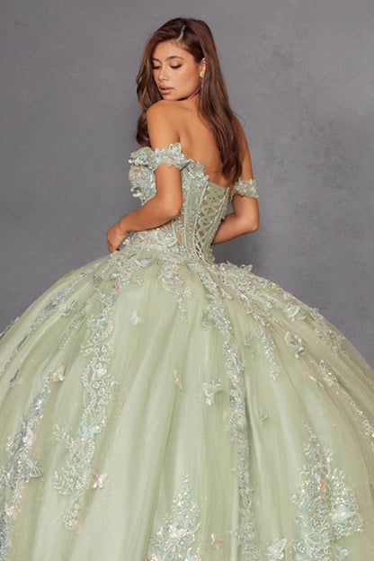 Juliet JT1485J Off the Shoulder Cinderella Quinceanera Ball Gown by DiscountDressShop