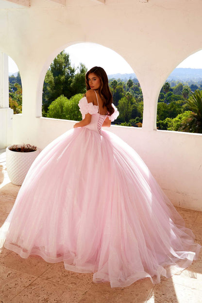 Juliet JT1487H Cold Shoulder quinceanera Ball Gown by DiscountDressShop