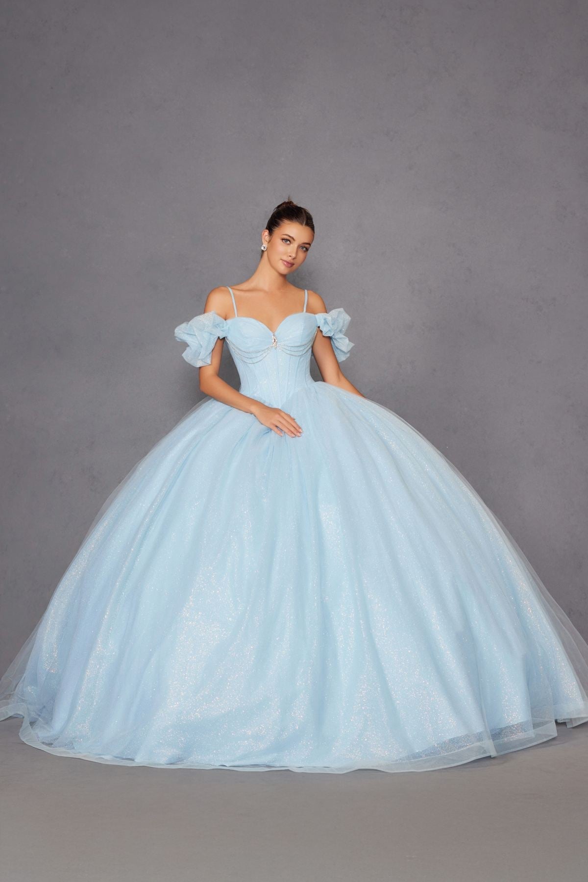 Juliet JT1487H Cold Shoulder quinceanera Ball Gown by DiscountDressShop