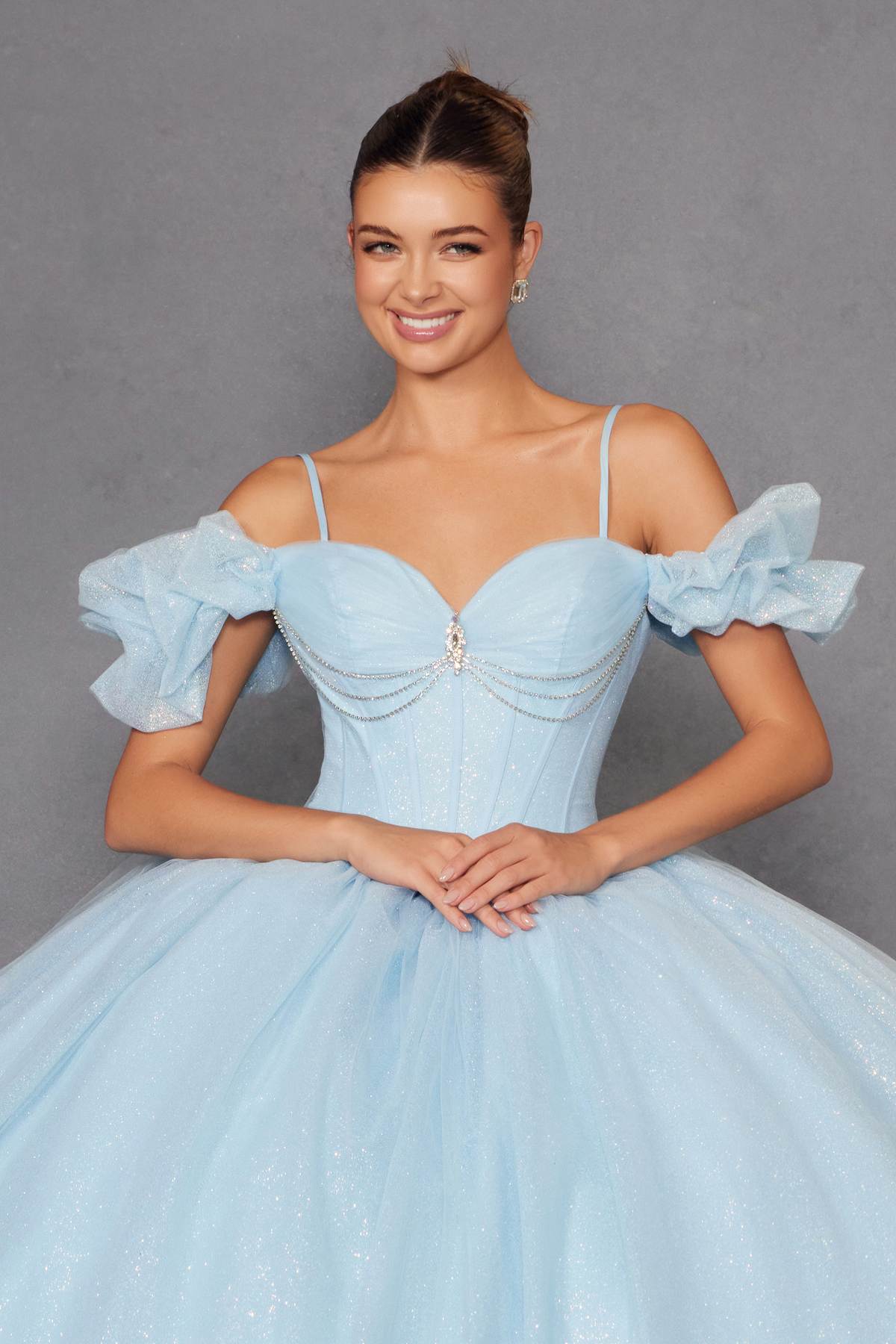 Juliet JT1487H Cold Shoulder quinceanera Ball Gown by DiscountDressShop
