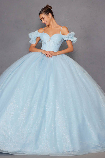 Juliet JT1487H Cold Shoulder quinceanera Ball Gown by DiscountDressShop