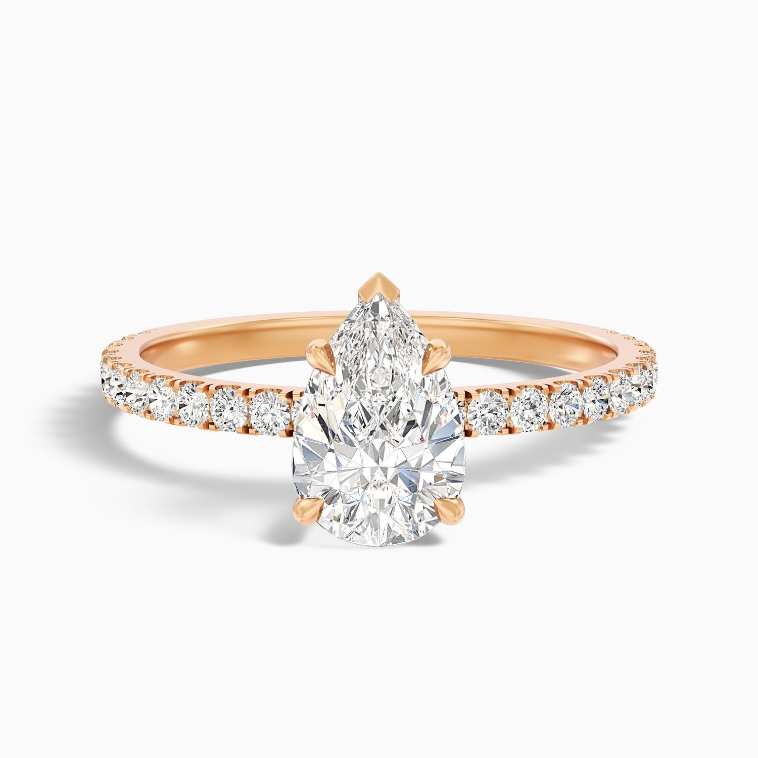 Vera 3.5 Carat Pear Cut Side Stone Pave Lab Grown Diamond Ring in 925 Sterling Silver