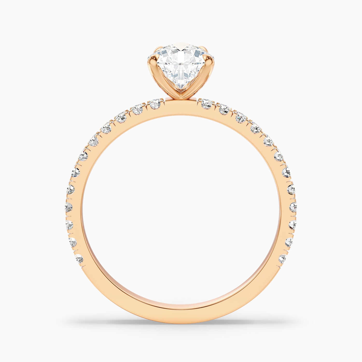 Vera 4 Carat Pear Cut Side Stone Pave Lab Grown Diamond Ring in 10k Rose Gold