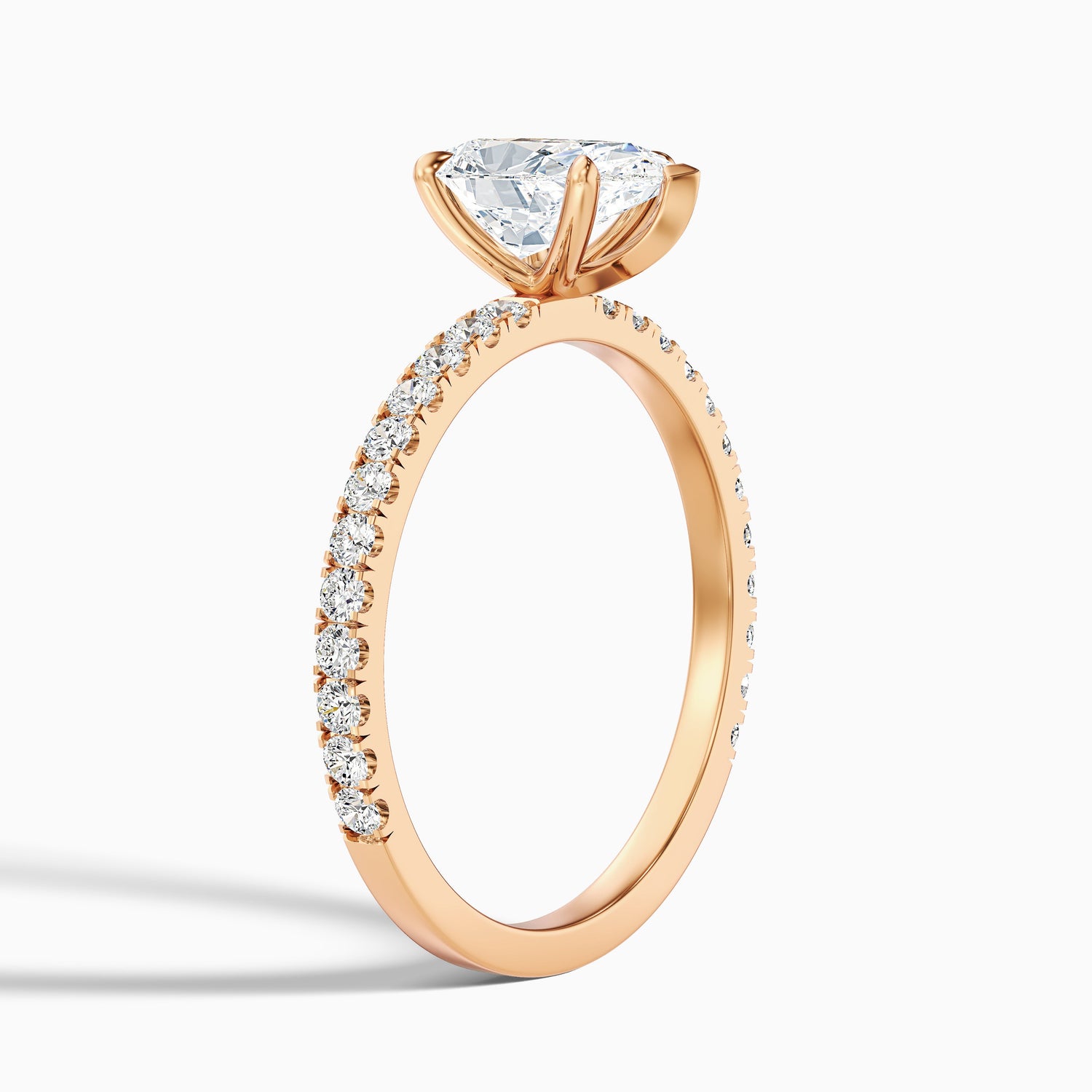Elva 2 Carat Pear Cut Side Stone Pave Moissanite Diamond Ring in 14k Yellow Gold