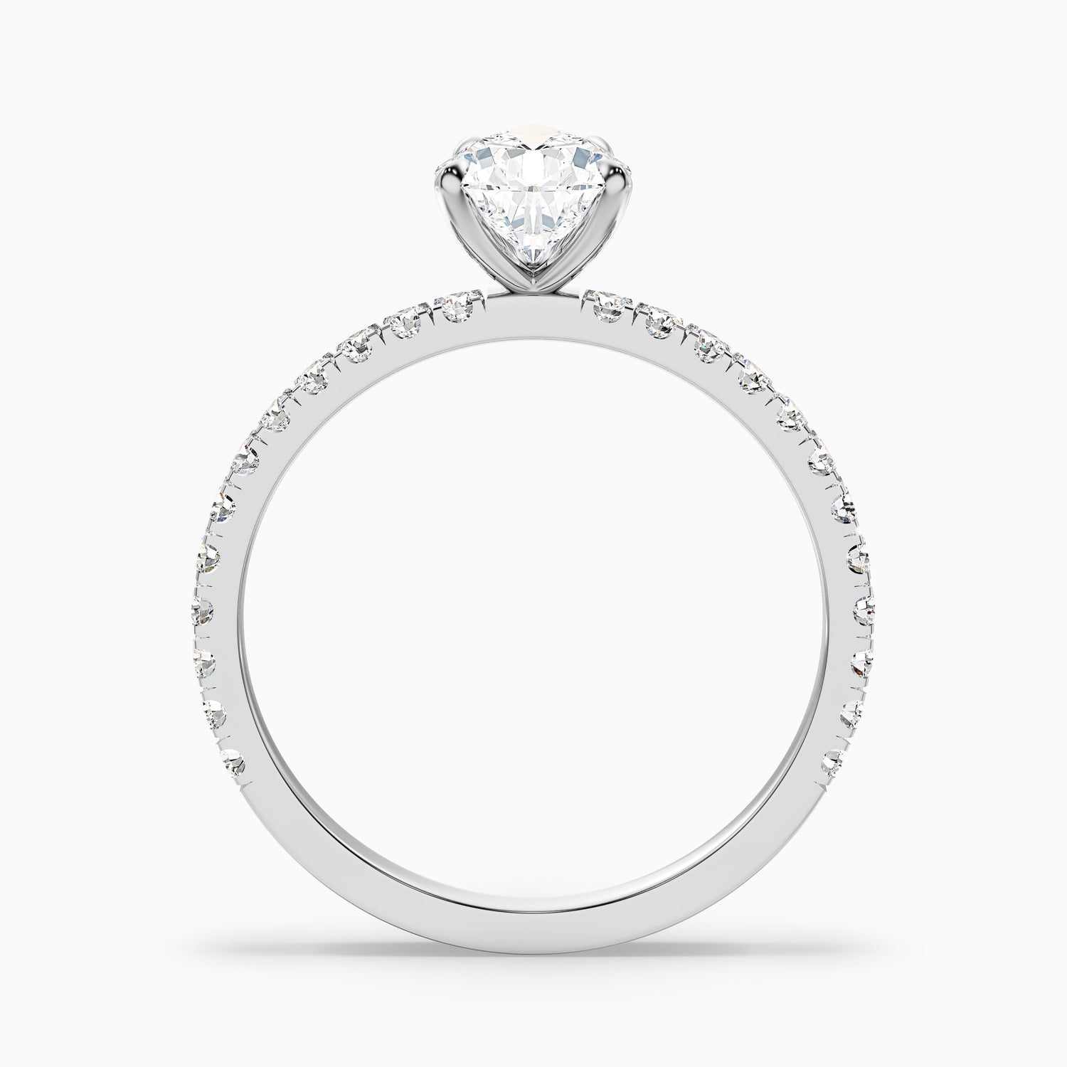 Vera 1.5 Carat Pear Cut Side Stone Pave Lab Grown Diamond Ring in 925 Sterling Silver