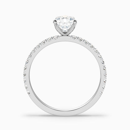 Vera 4.5 Carat Pear Cut Side Stone Pave Lab Grown Diamond Ring in 14k Rose Gold
