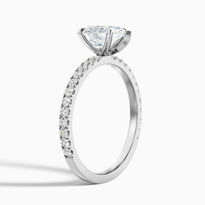 Vera 3.5 Carat Pear Cut Side Stone Pave Lab Grown Diamond Ring in 14k Rose Gold