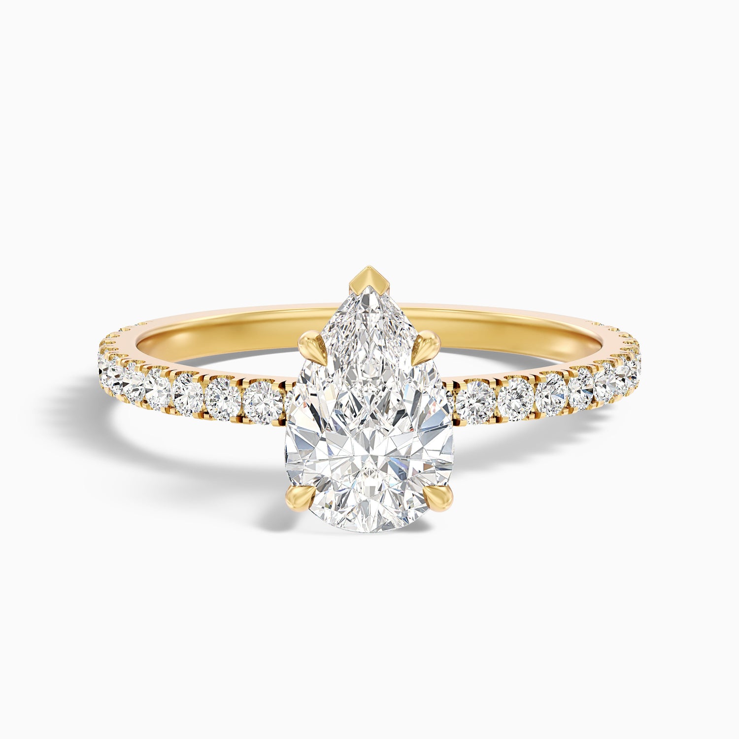 Vera 4 Carat Pear Cut Side Stone Pave Lab Grown Diamond Ring in 18k White Gold