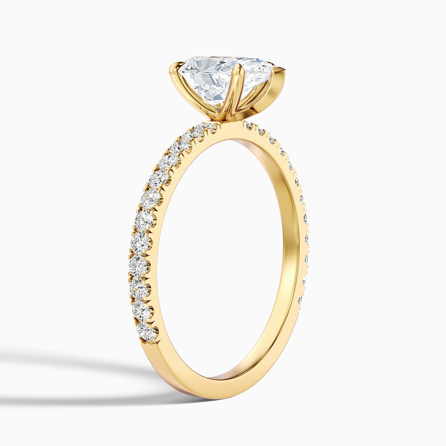 Elva 4.5 Carat Pear Cut Side Stone Pave Moissanite Diamond Ring in 18k White Gold