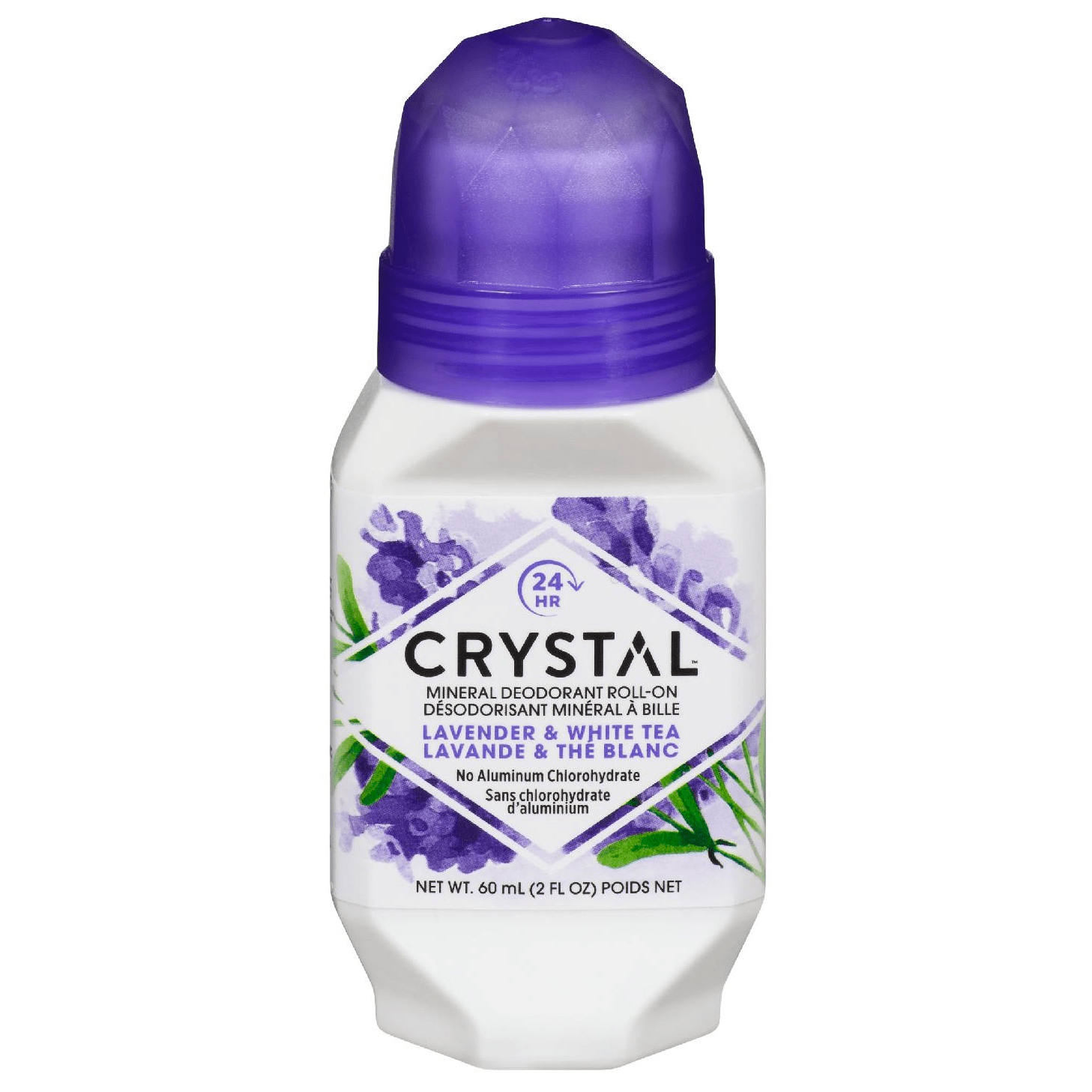 Crystal Essence Mineral Roll On Deodorant, Lavender &amp; White Tea, 2.25 Fl. Oz