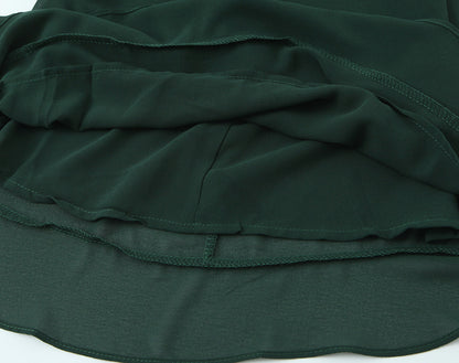 Summer French Sexy Retro Solid Color Slim Fit Slim Sexy Ruffled Spaghetti Straps Dress by Ragazza