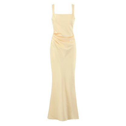 French Socialite Cocktail Boning Corset Fishtail Dress Lace up Waist Controlled Cami Dress  DestGlow