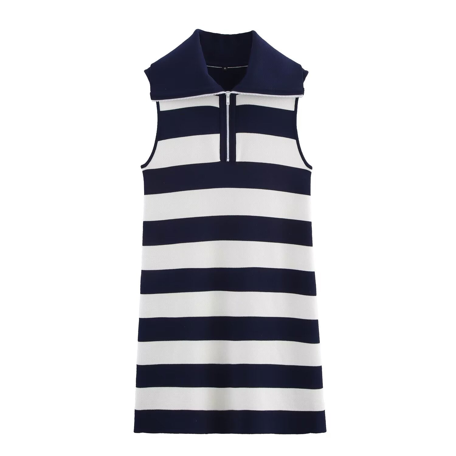 Women Clothing Summer Half Open Zipper Large Collared Dress by Ragazza