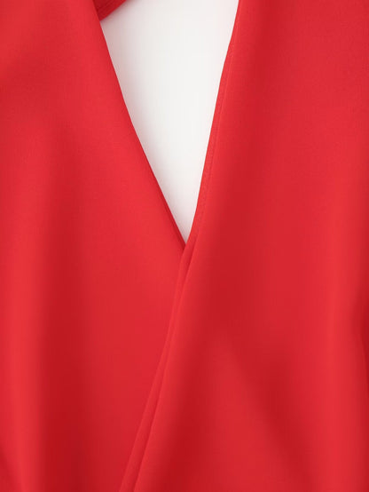 Women Clothing Slim Fit Red V neck Elegant Halter Maxi Dress by Ragazza