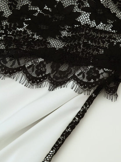 Women Clothing Summer Personalized Lace Stitching Tied Maxi Dress by Ragazza
