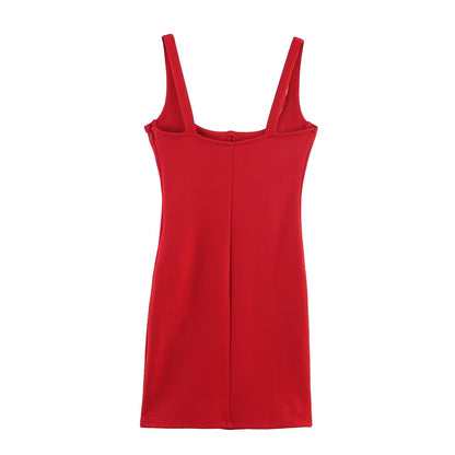 Women Clothing Solid Color Strap Short Dress by Ragazza