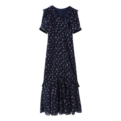 Spring Women Breasted Ruffled Collar Chiffon Split Dress by Ragazza