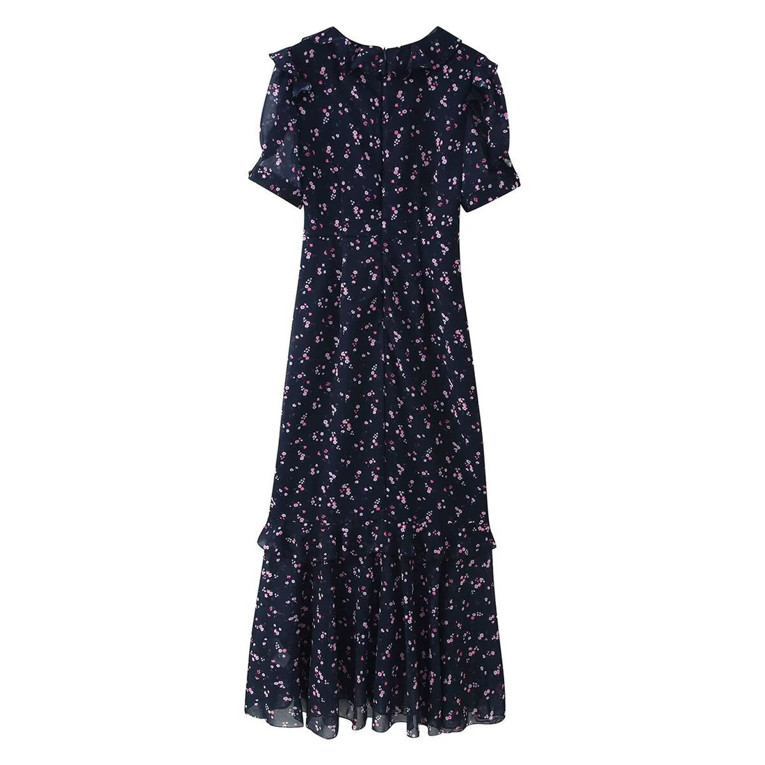 Spring Women Breasted Ruffled Collar Chiffon Split Dress by Ragazza