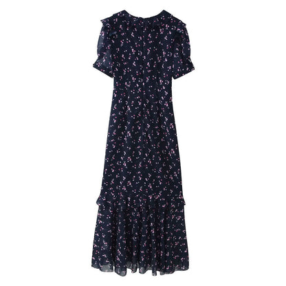 Spring Women Breasted Ruffled Collar Chiffon Split Dress by Ragazza