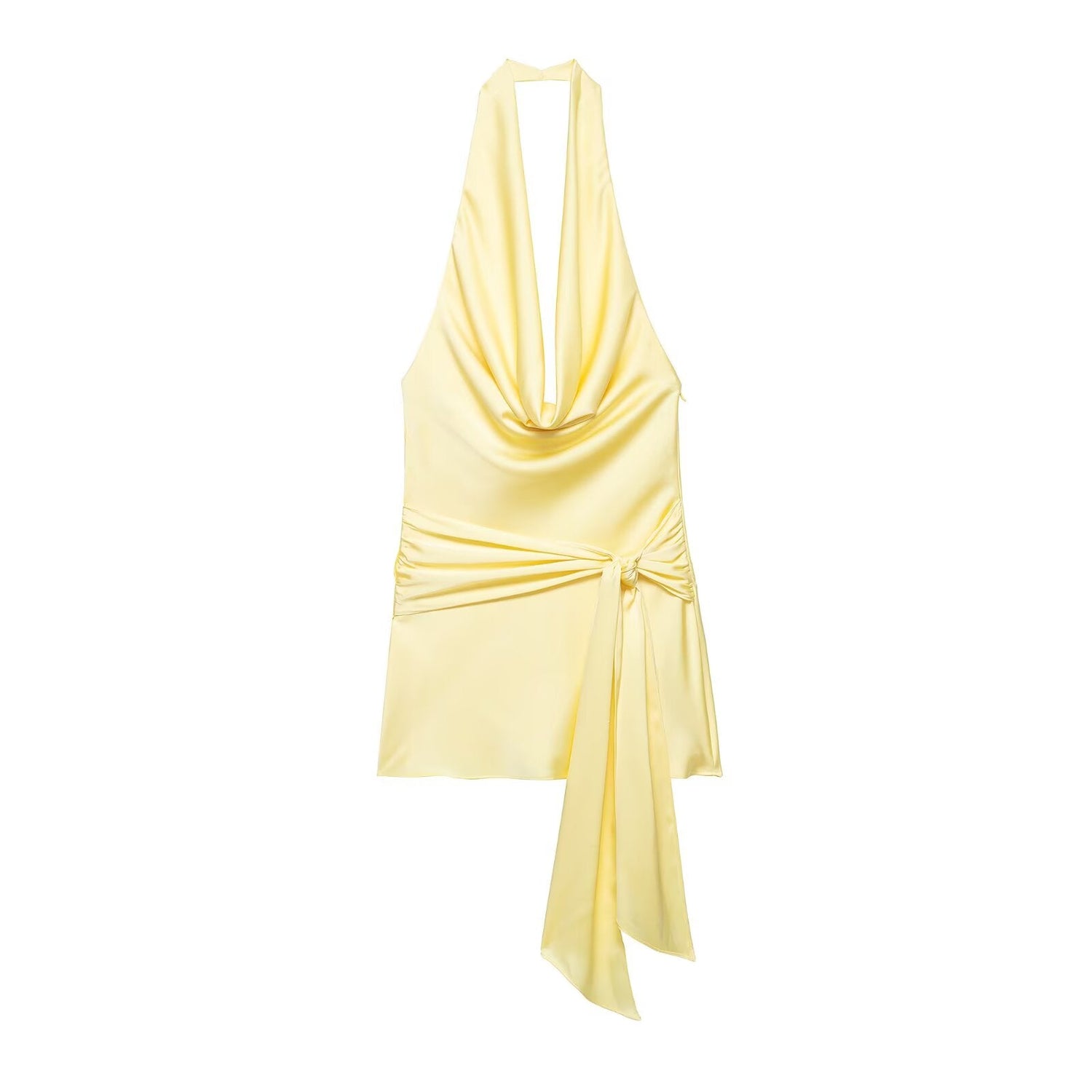 Women Clothing Halter with Belt Silk Satin Texture Mini Dress by Ragazza