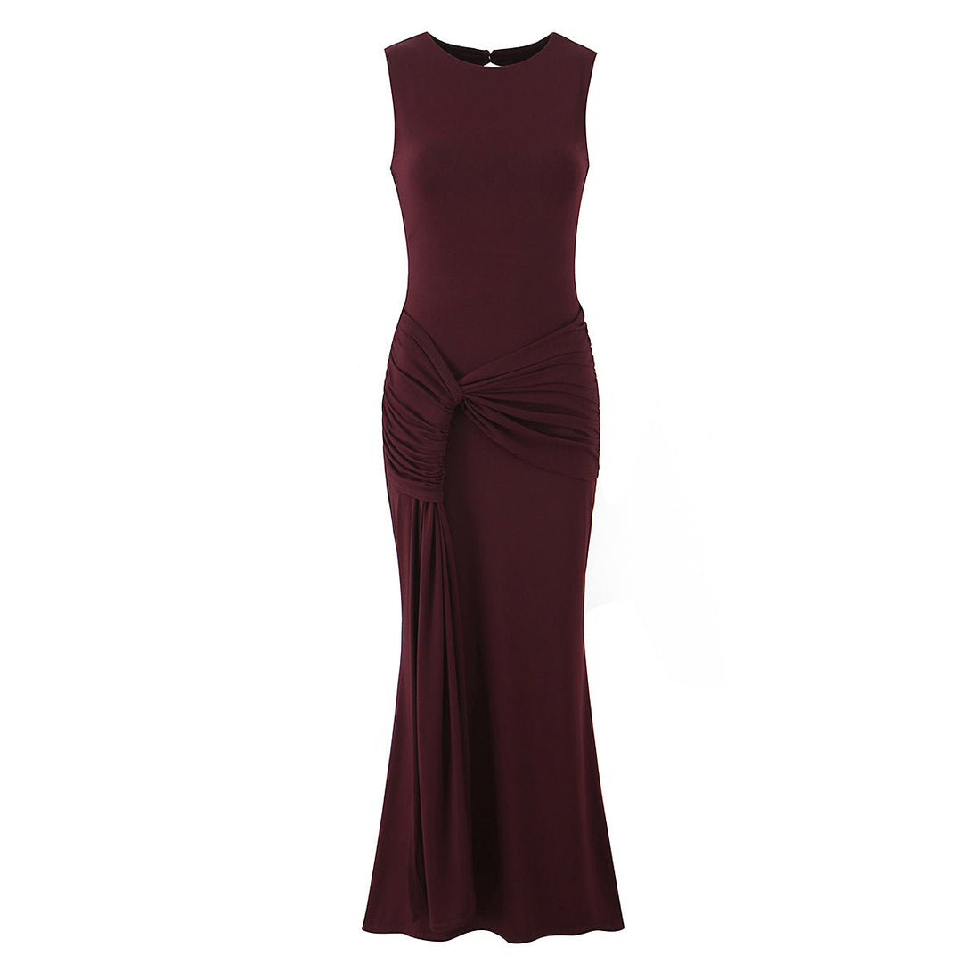 Women Clothing Summer Irregular Asymmetric Slim Fit Ruched round Neck Sleeveless Dress by Ragazza