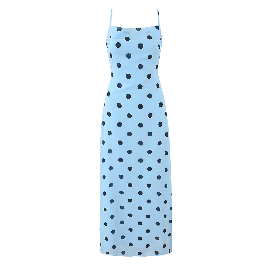 Gentle Elegant Pink Polka Dot Brace Dress Women Vintage Backless Lace up Design Tight Waist Maxi Dress by Ragazza