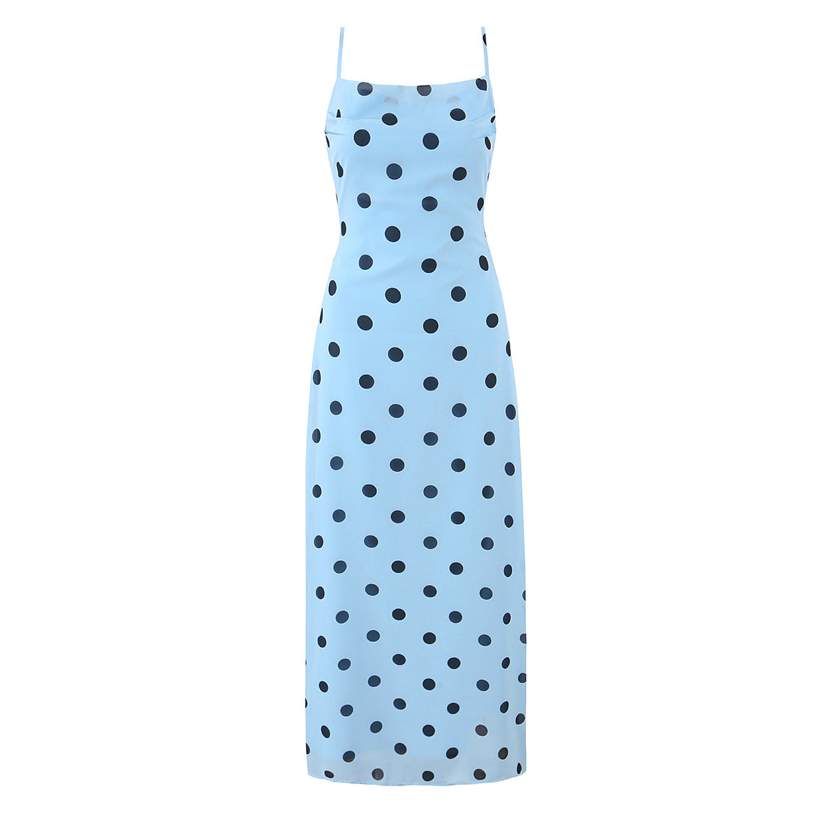 Gentle Elegant Pink Polka Dot Brace Dress Women Vintage Backless Lace up Design Tight Waist Maxi Dress by Ragazza