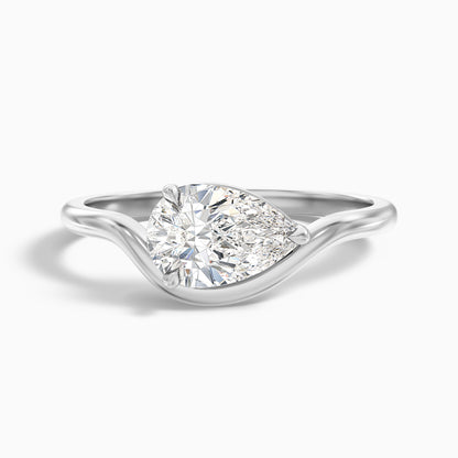 Dany 2 Carat Pear Cut East West Moissanite Diamond Ring in 10k White Gold