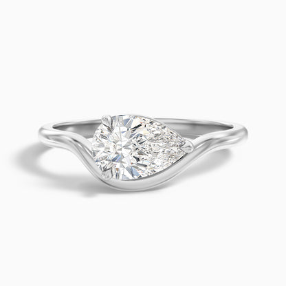 Dany 2.5 Carat Pear Cut East West Moissanite Diamond Ring in 925 Sterling Silver