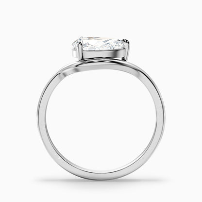 Ayla 3.5 Carat Pear Cut East West Lab Grown Diamond Ring in 18k Yellow Gold
