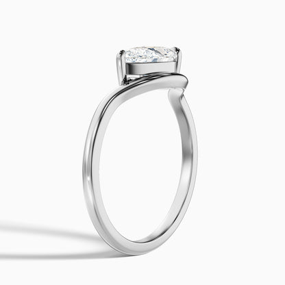 Dany 3 Carat Pear Cut East West Moissanite Diamond Ring in 925 Sterling Silver