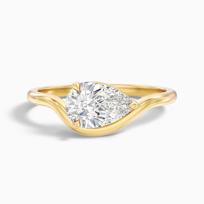Ayla 4 Carat Pear Cut East West Lab Grown Diamond Ring in Platinum