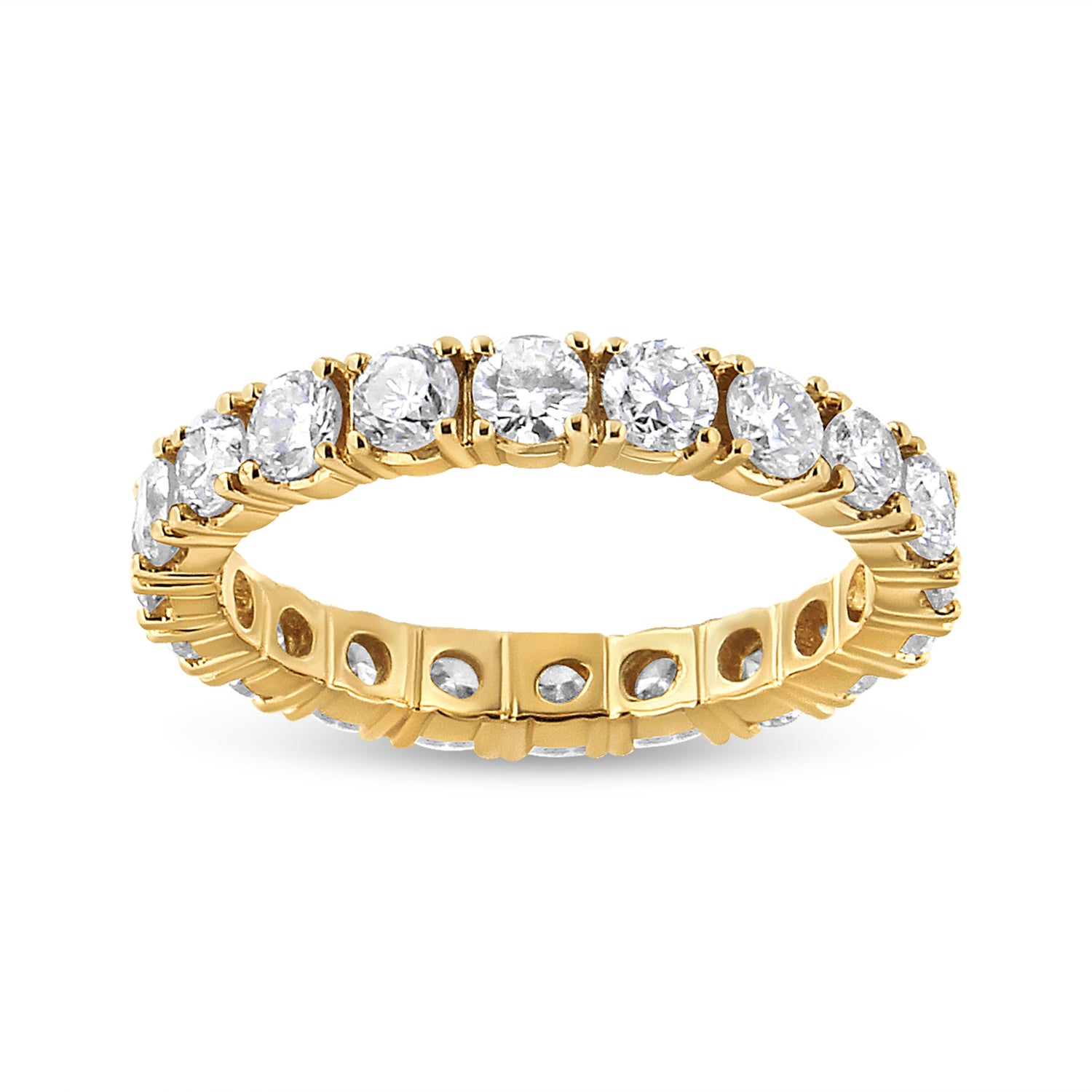 14K Yellow Gold 2.00 Cttw Shared Prong Set Round Cut Diamond Eternity Band (J-K Color, VS1-VS2 Clarity) - Ring Size 6.75 by Bids.com