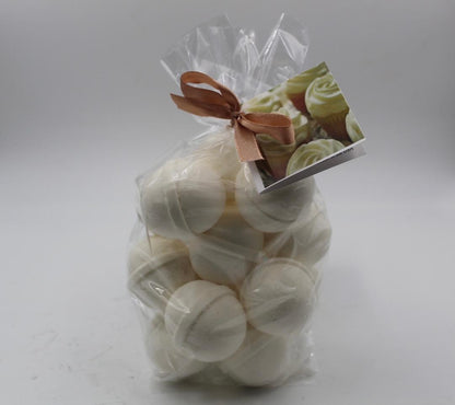 14 bath bombs in Orange Dreamsicle fragrance, gift bag bath fizzies, great for dry skin, shea, cocoa, 7 ultra rich oils by Spa Pure