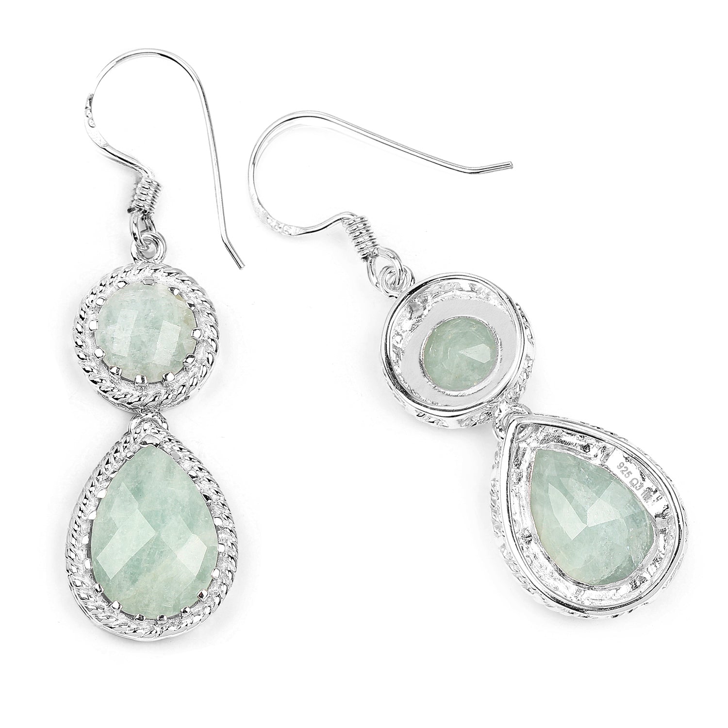 11.82 Carat Genuine Aquamarine .925 Sterling Silver Earrings  DestGlow