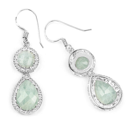 11.82 Carat Genuine Aquamarine .925 Sterling Silver Earrings  DestGlow