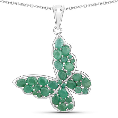 3.13 Carat Genuine Emerald .925 Sterling Silver Pendant  DestGlow