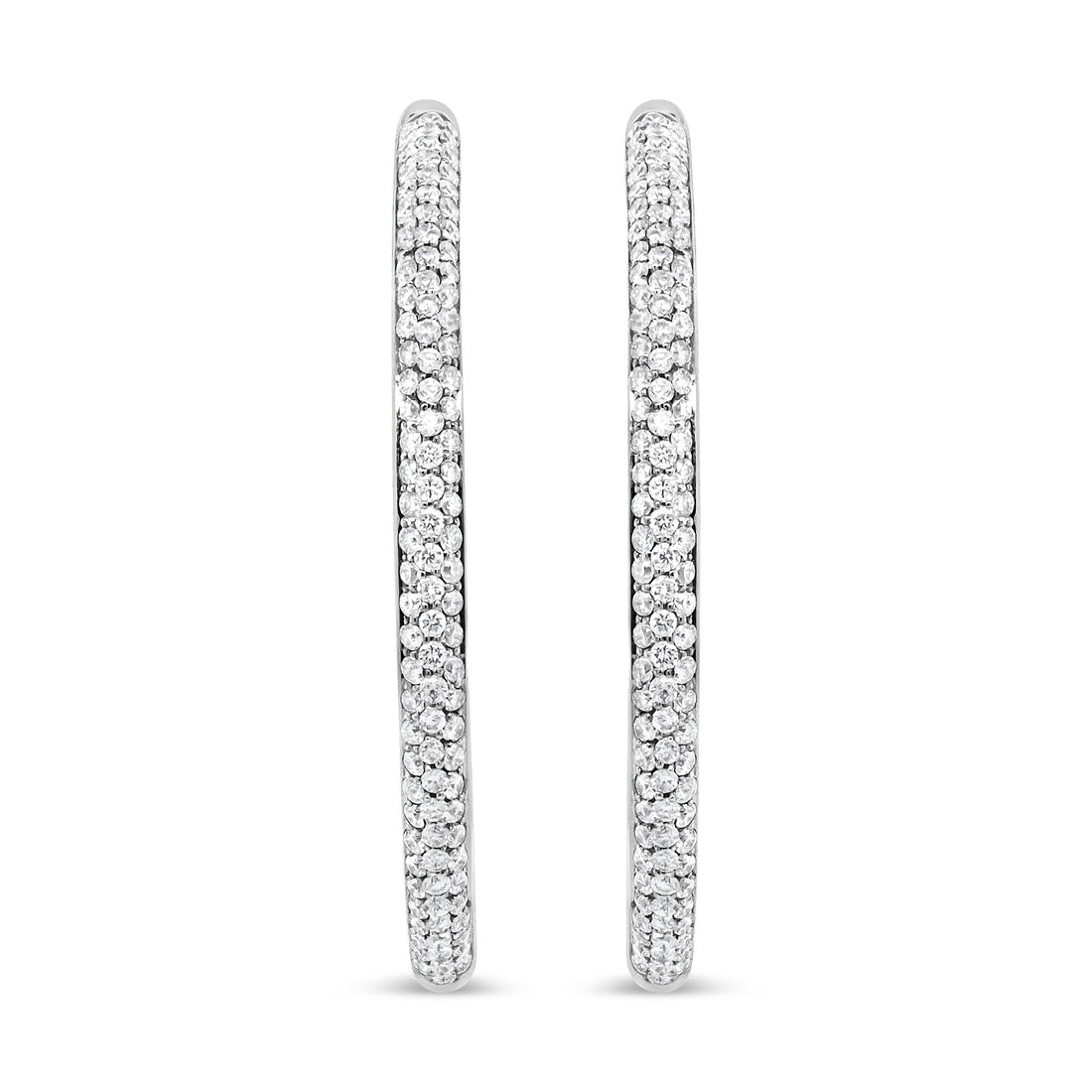 18K White Gold 2.00 Cttw Round-Cut Diamond Inner-Outer Hoop Earrings (F-G Color, VS1-VS2 Clarity) by Bids.com
