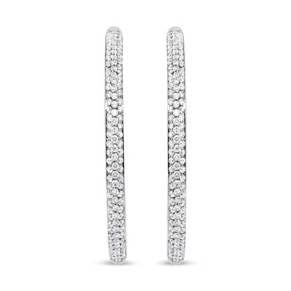 18K White Gold 2.00 Cttw Round-Cut Diamond Inner-Outer Hoop Earrings (F-G Color, VS1-VS2 Clarity) by Bids.com