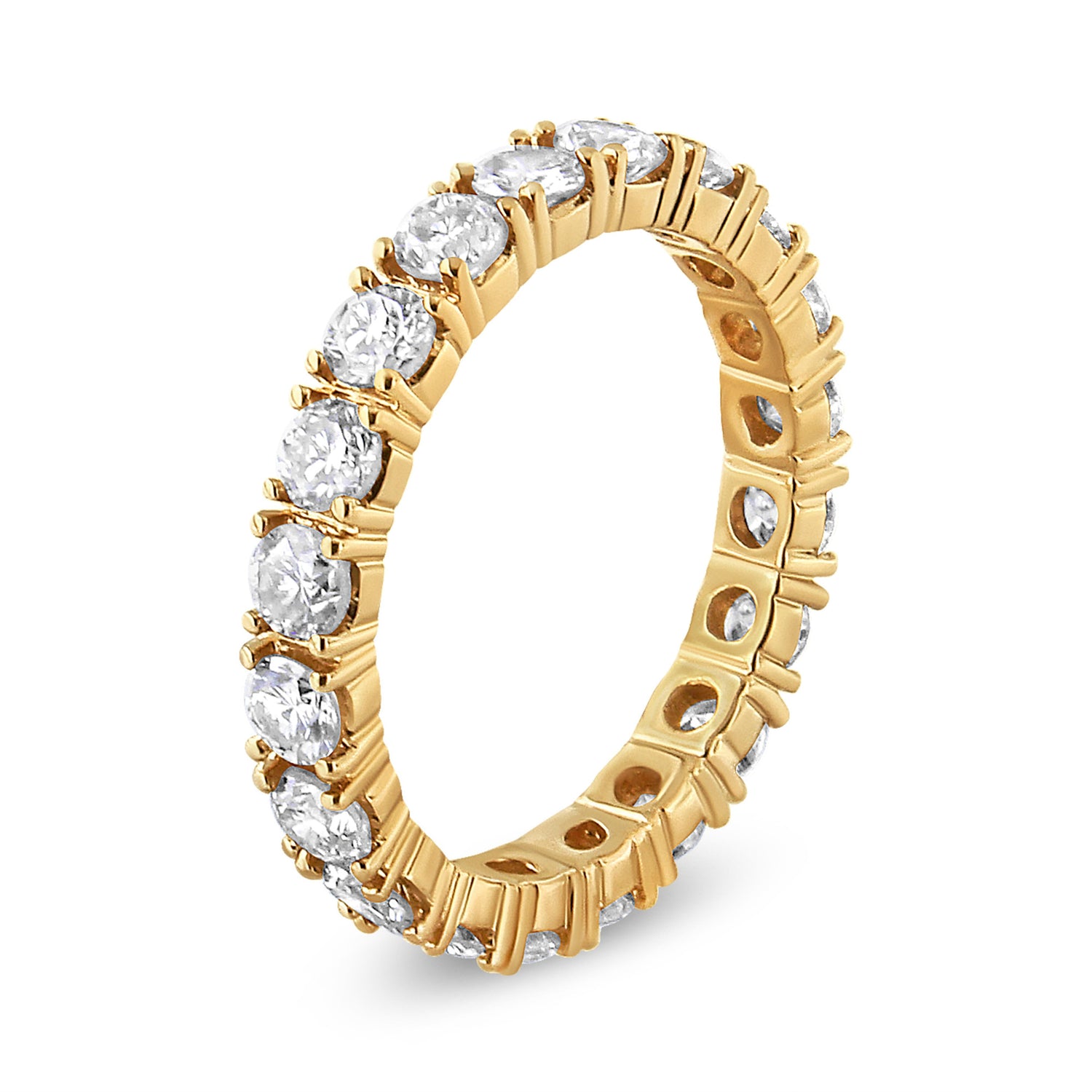 14K Yellow Gold 2.00 Cttw Shared Prong Set Round Cut Diamond Eternity Band (J-K Color, VS1-VS2 Clarity) - Ring Size 6.75 by Bids.com