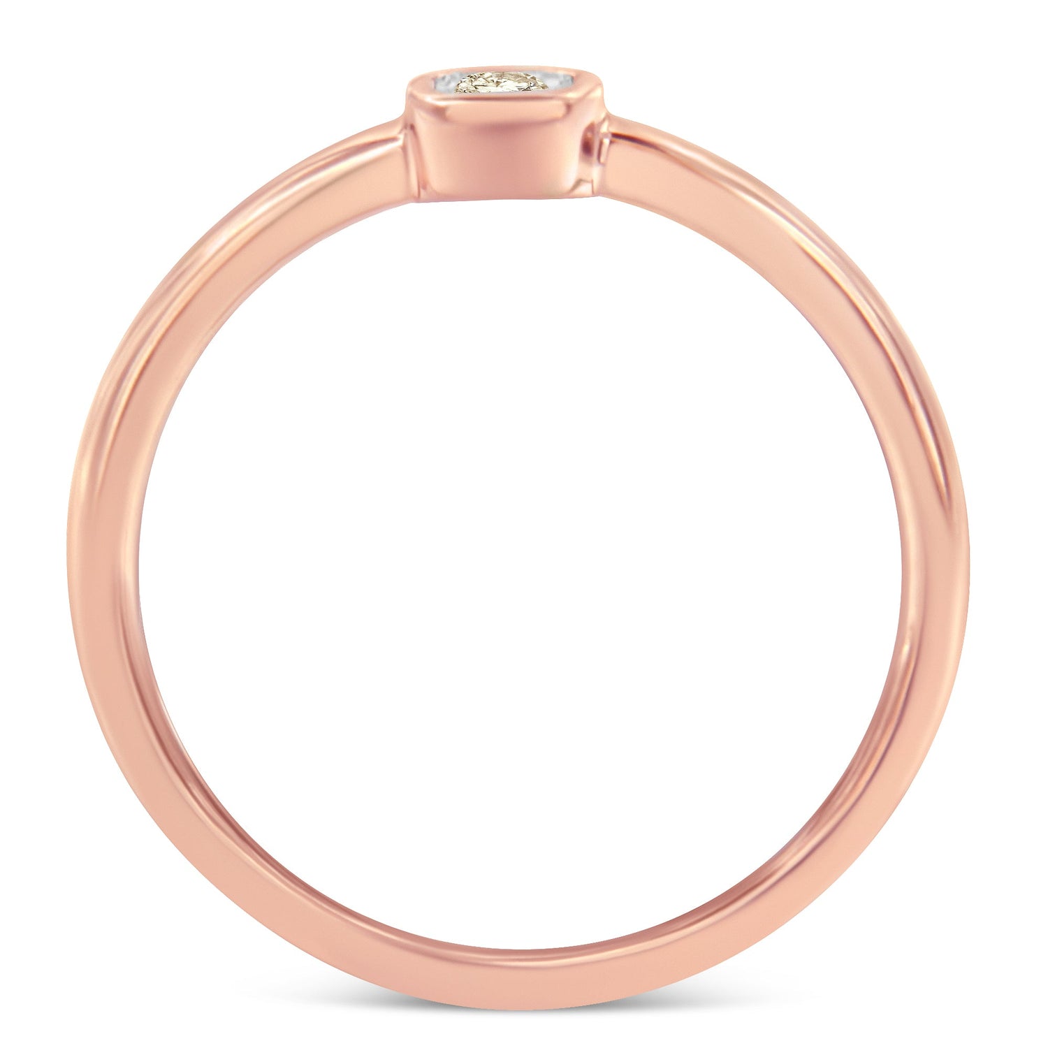 14K Rose Gold Plated .925 Sterling Silver 1/20 Carat Diamond Square Cushion-Shaped Miracle Set Petite Fashion Promise Ring (J-K Color, I1-I2 Clarity) - Size 6 by Bids.com