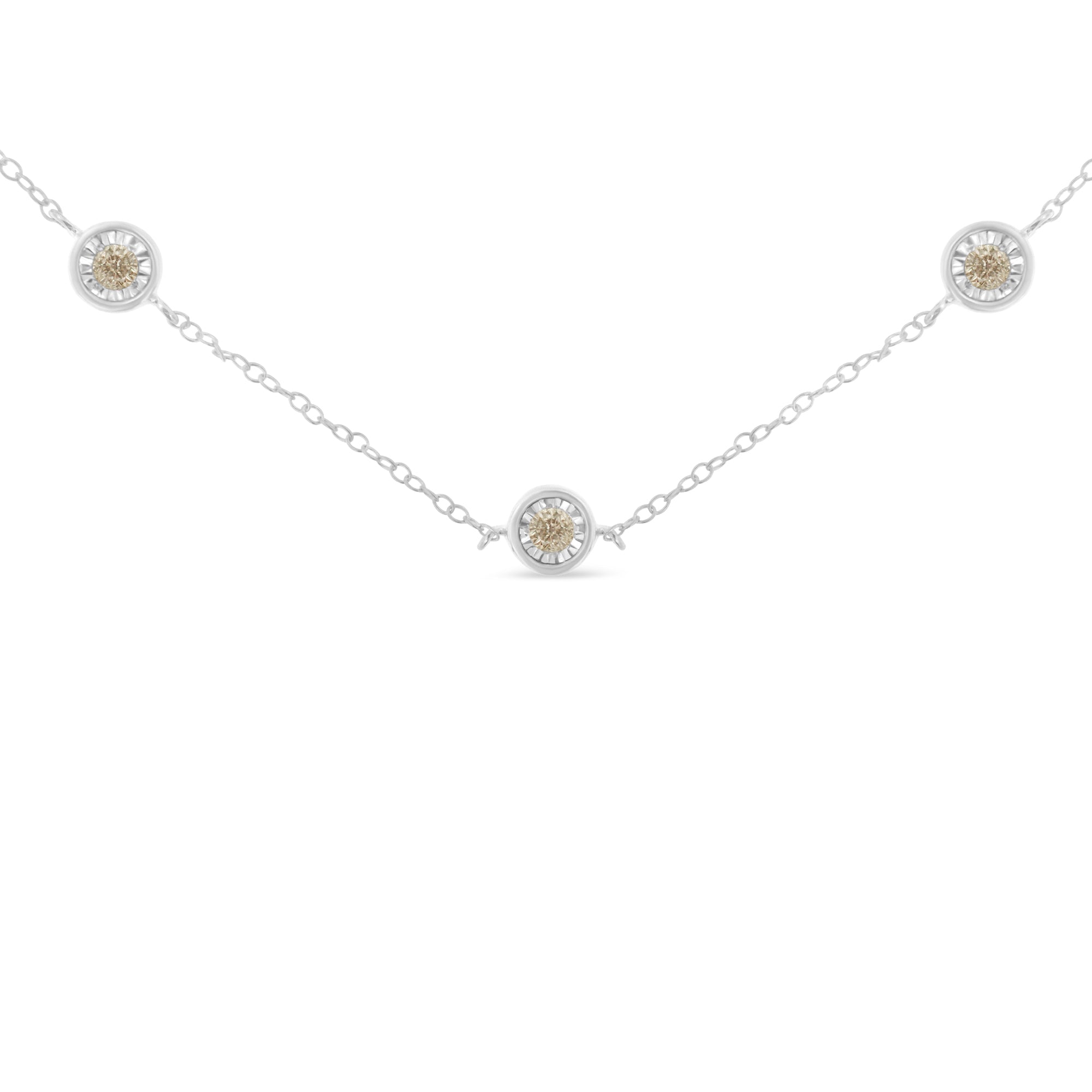 Sterling Silver Diamond Station Necklace (1/2 cttw, I-J Color, I1-I2 Clarity) by Bids.com